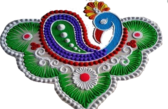 Colorful Peacock Rangoli Design