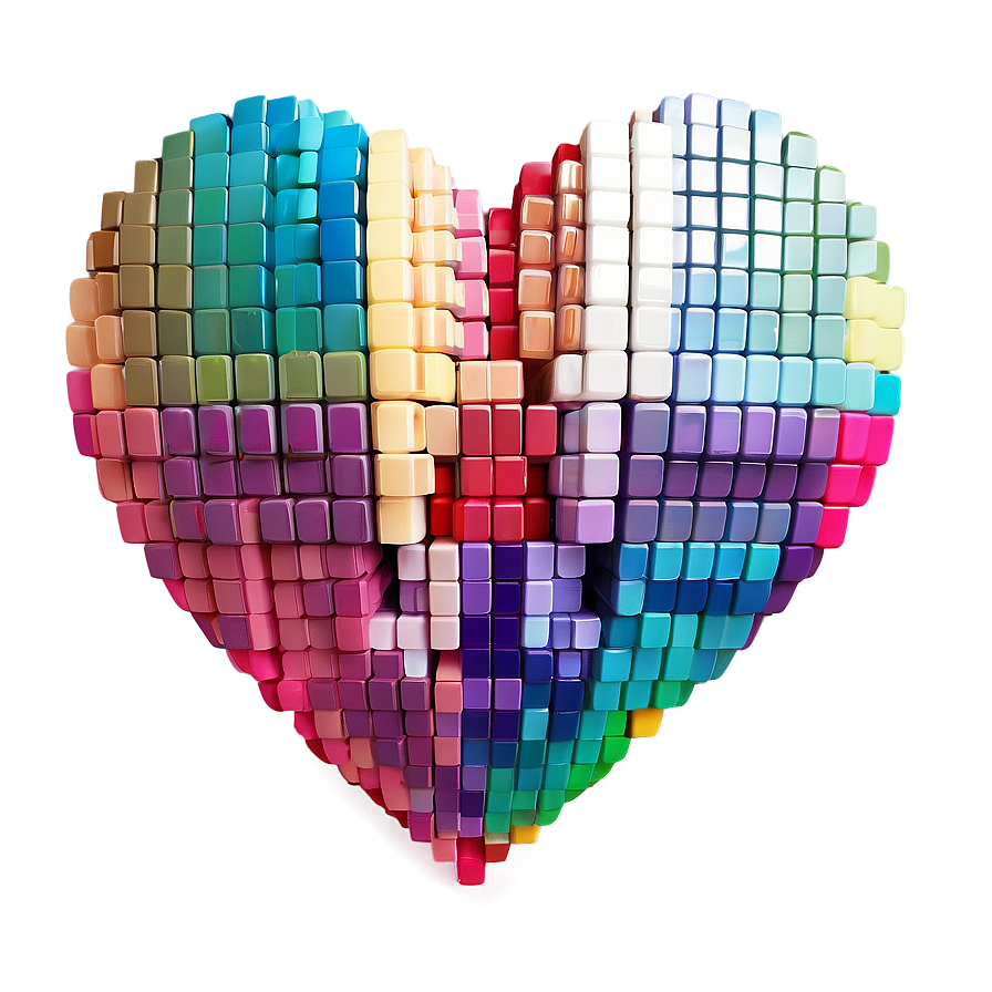 Colorful Pixel Heart Png 05252024