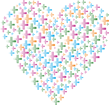 Colorful Plus Sign Heart Pattern