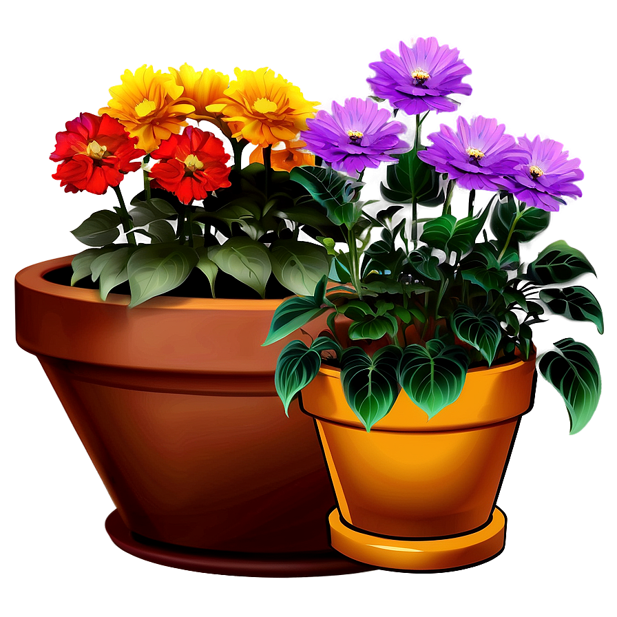 Colorful Potted Flowers Png 66