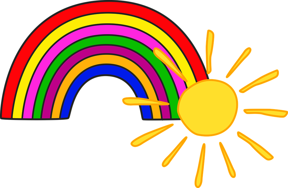 Colorful Rainbowand Sun Illustration