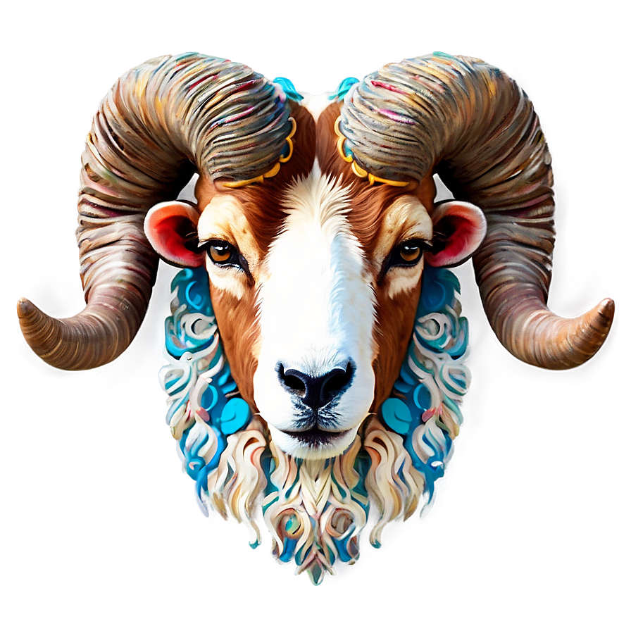 Colorful Ram Head Painting Png 85