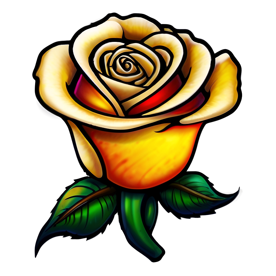 Colorful Rose Tattoo Illustration Png 05252024