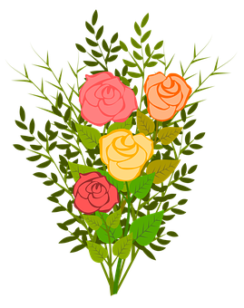 Colorful_ Roses_ Bouquet_ Vector