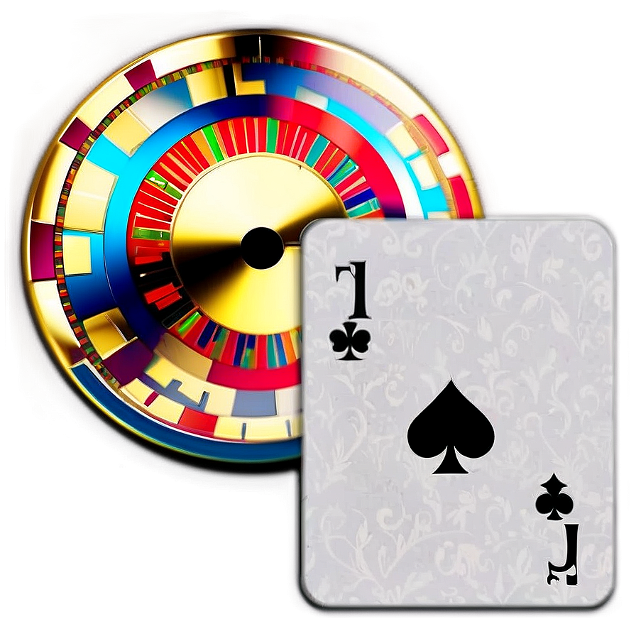 Colorful Roulette Wheeland Blackjack Card