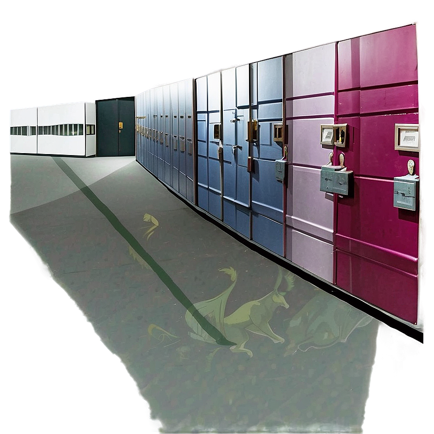 Colorful School Lockers Corridor