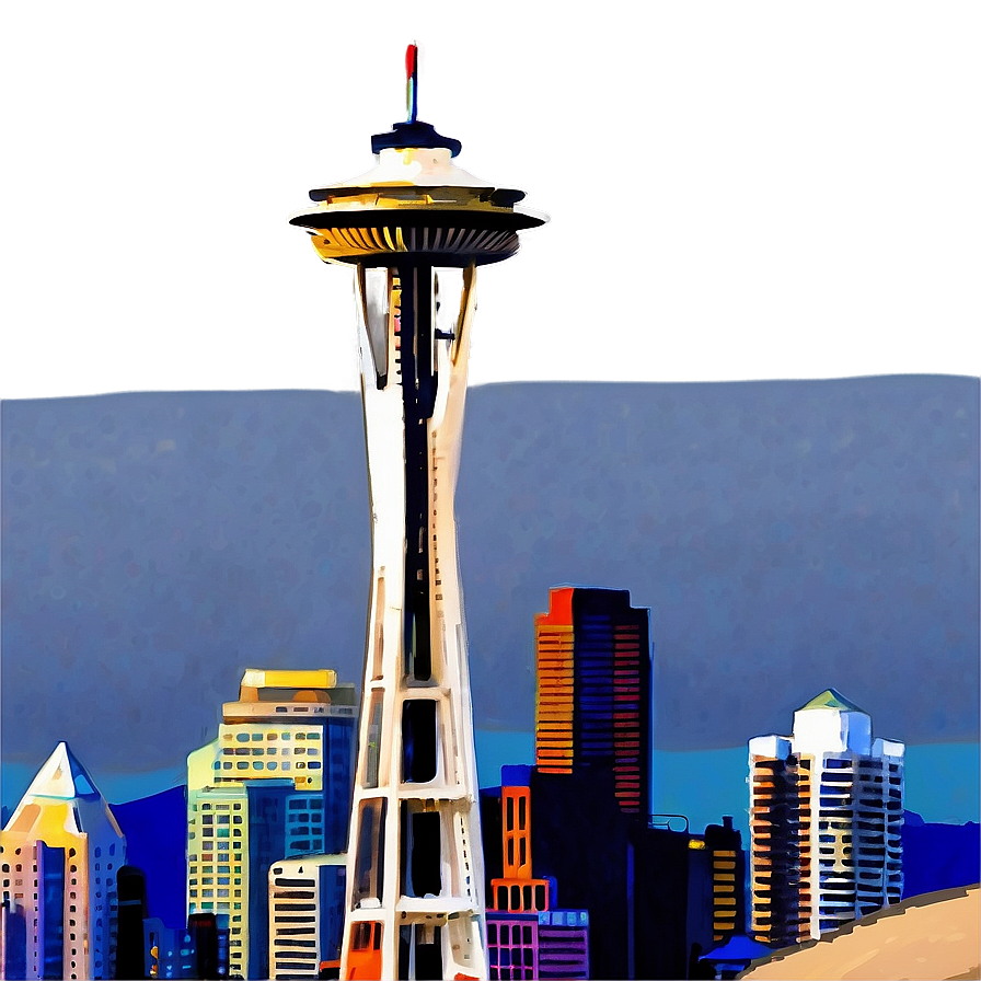 Colorful Seattle Skyline Panoramic Png 06252024