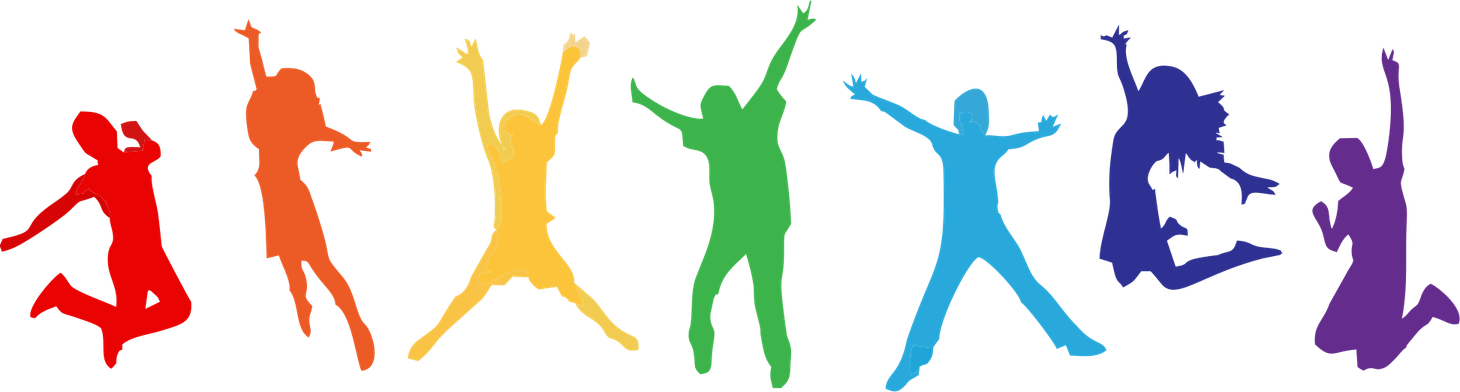 Colorful Silhouettes Jumping Happiness