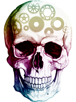 Colorful Skullwith Gears Graphic