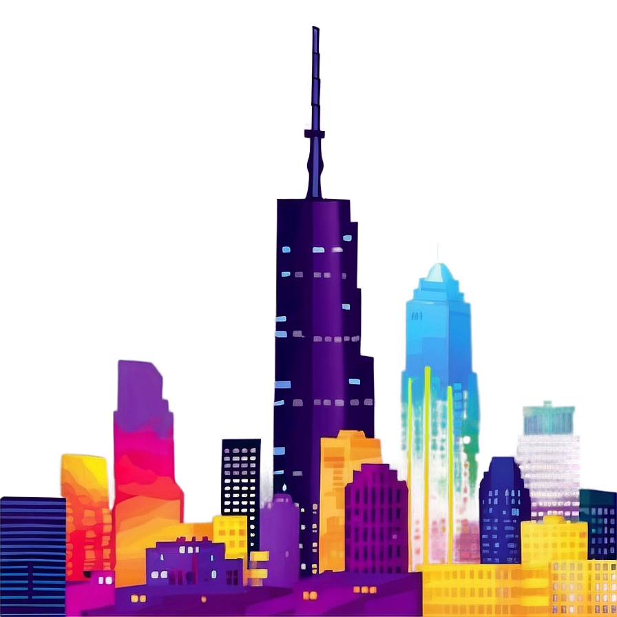 Colorful Skyline Art Png 06202024