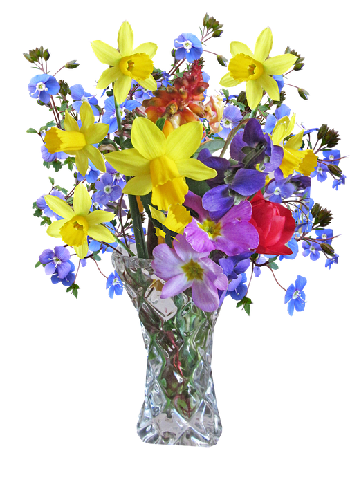 Colorful Spring Bouquetin Crystal Vase