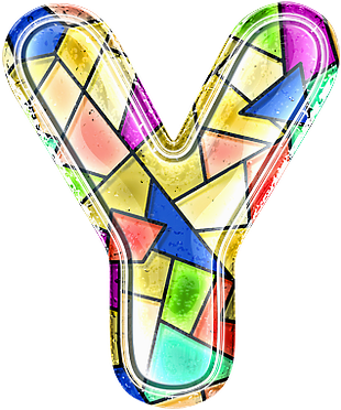 Colorful Stained Glass Letter V