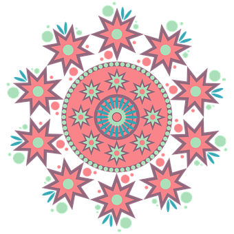 Colorful Starburst Mandala Art