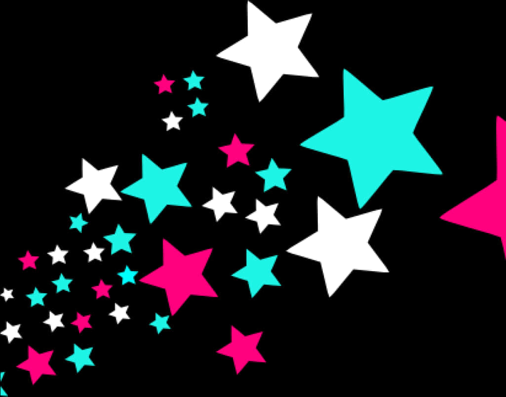 Colorful Stars Patternon Black Background