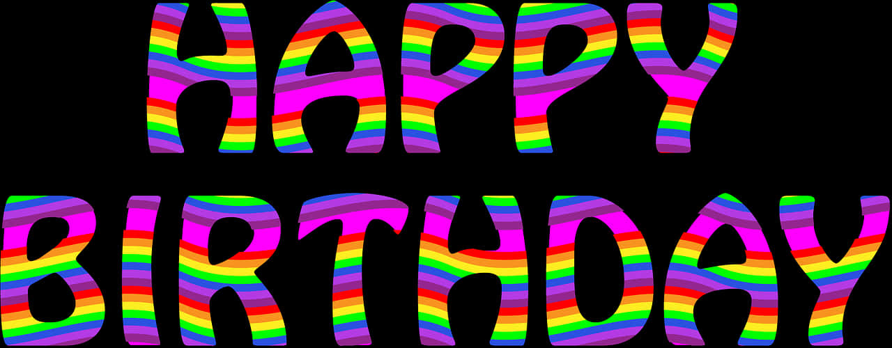 Colorful Striped Happy Birthday Text