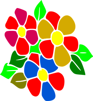 Colorful Stylized Flowers Vector