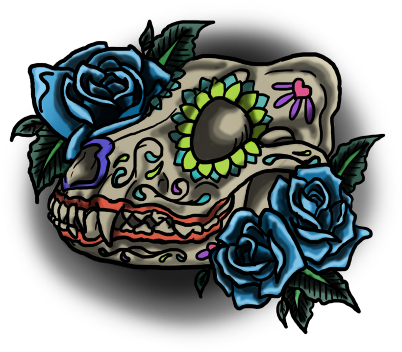 Colorful Sugar Skull Tattoo Design