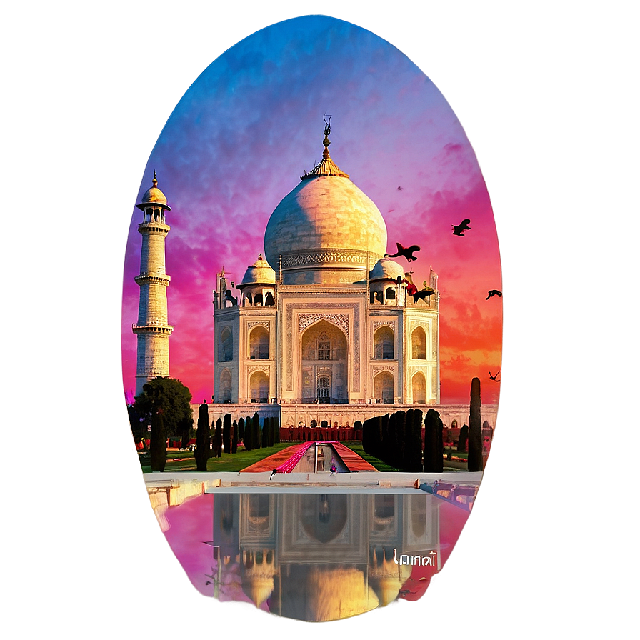 Colorful Sunset Taj Mahal Png Lgo75