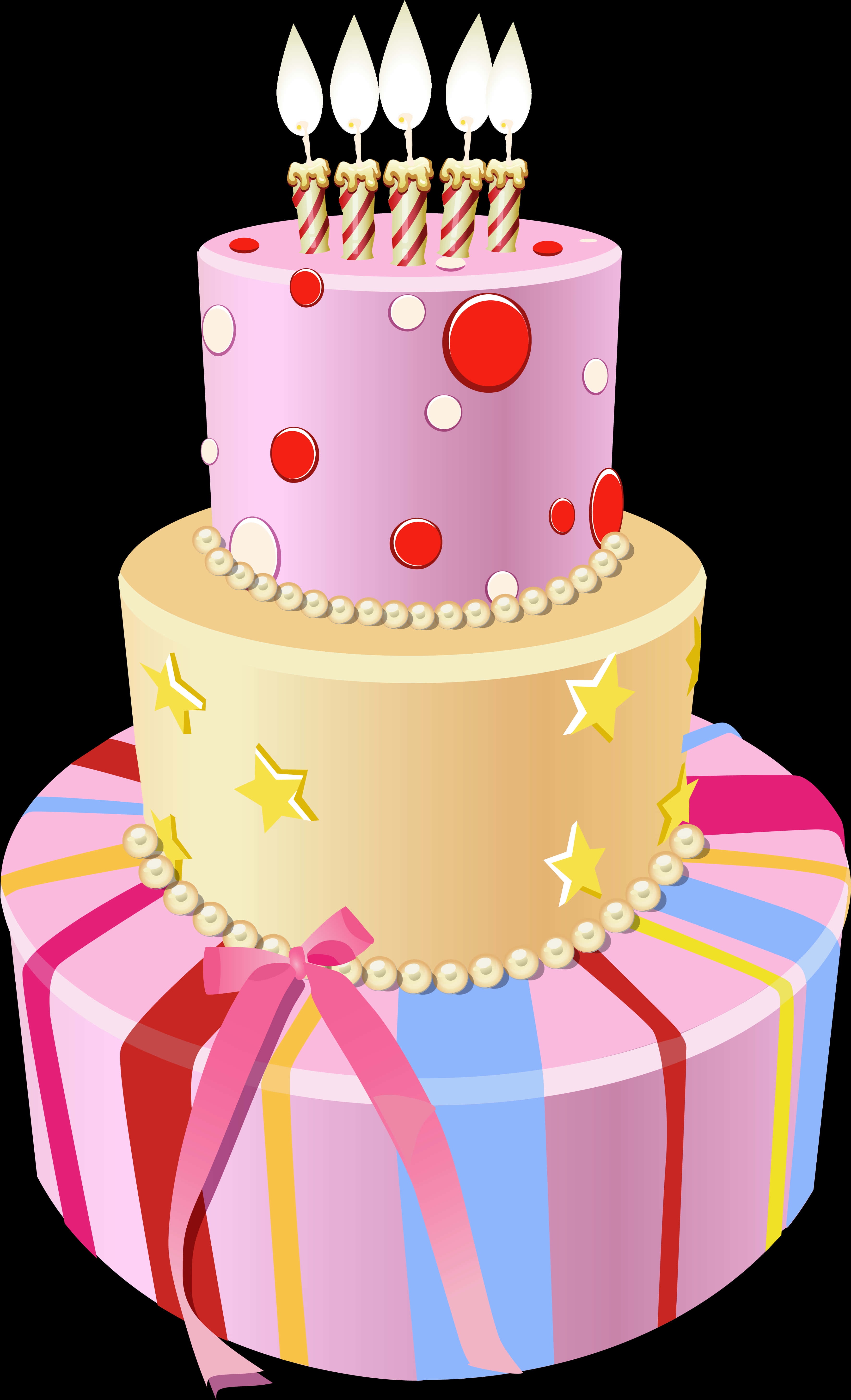 Colorful Tiered Birthday Cake Illustration