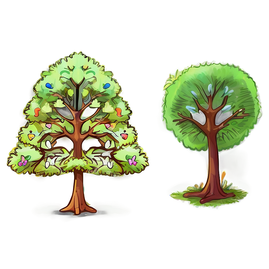 Colorful Tree Sketch Png 10