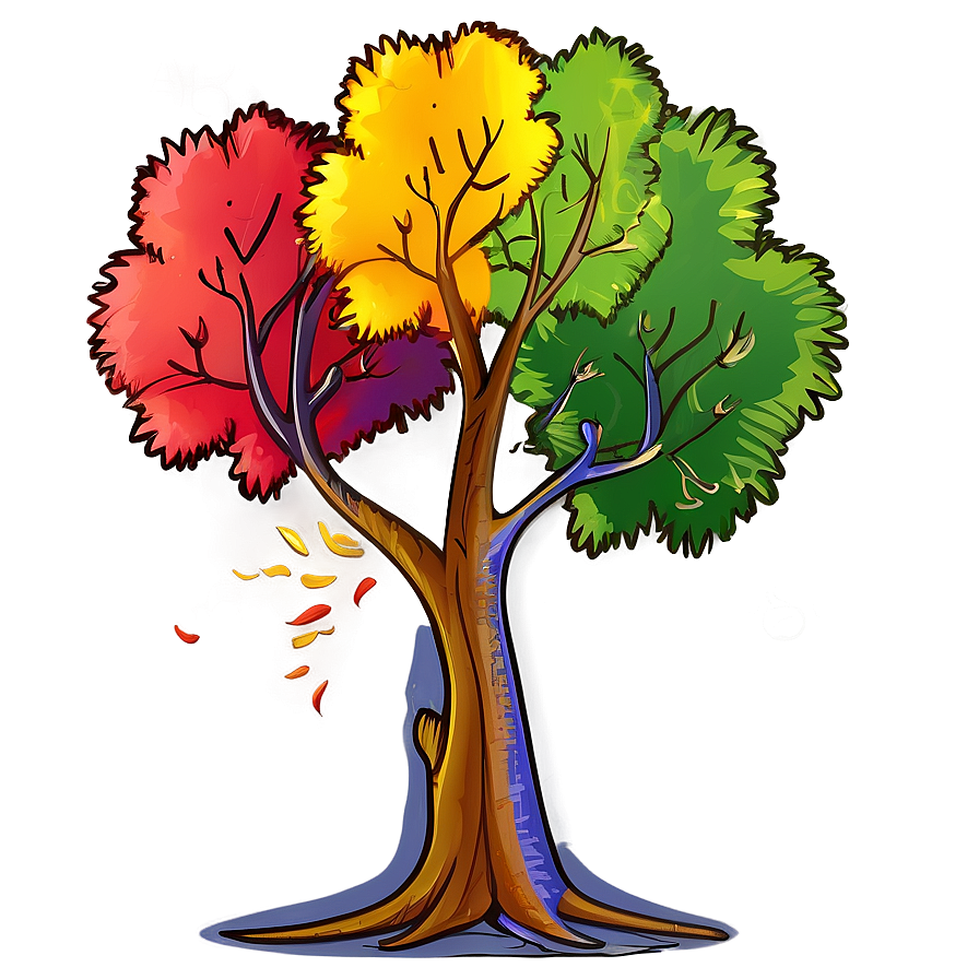 Colorful Tree Sketch Png 27