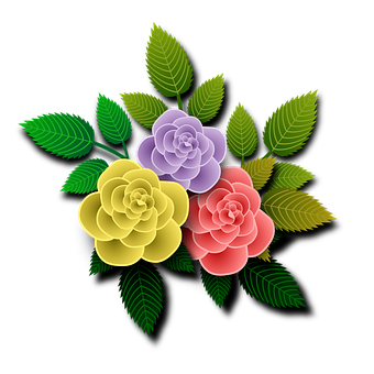 Colorful_ Trio_of_ Roses_ Vector_ Art