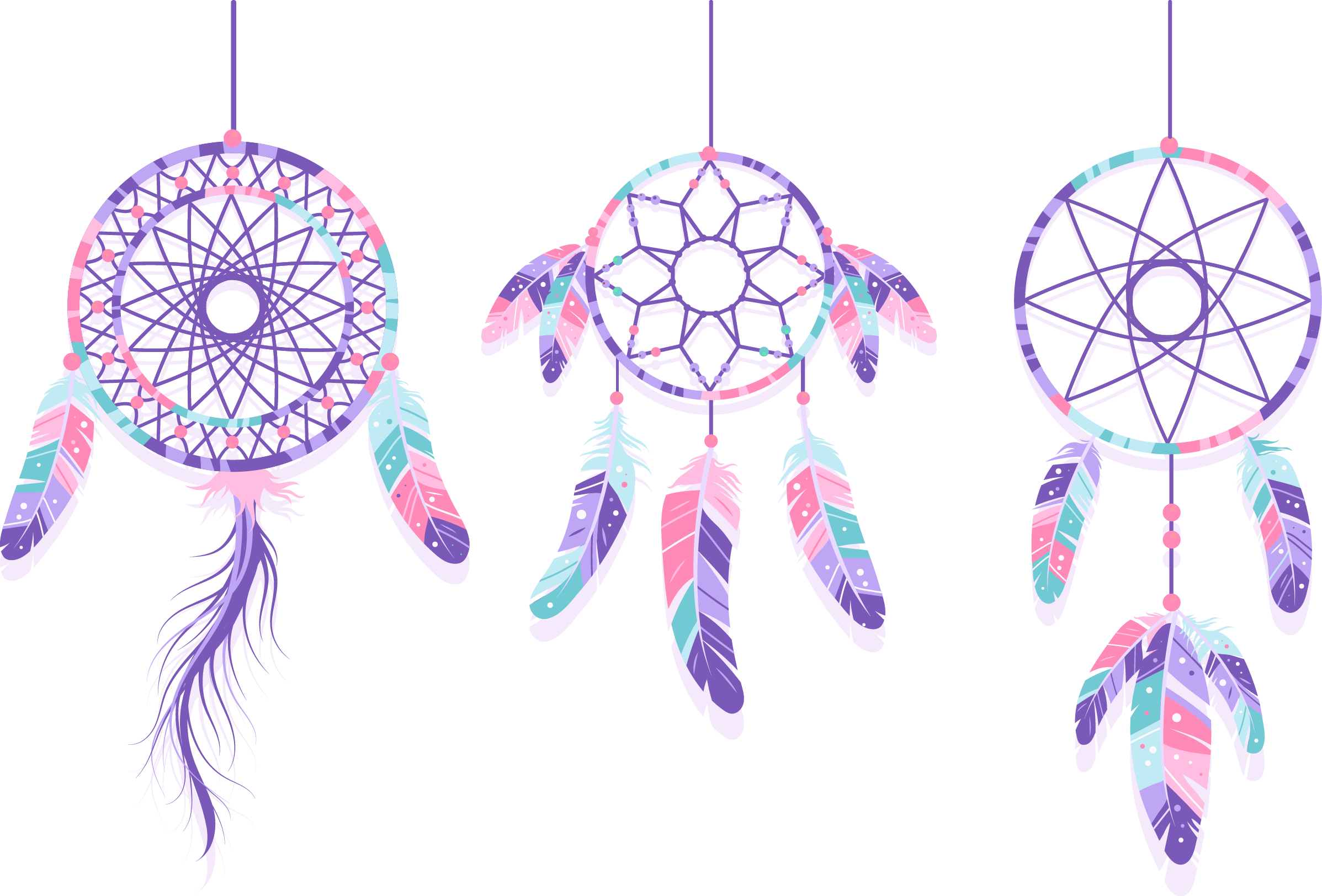 Colorful Trioof Dreamcatchers