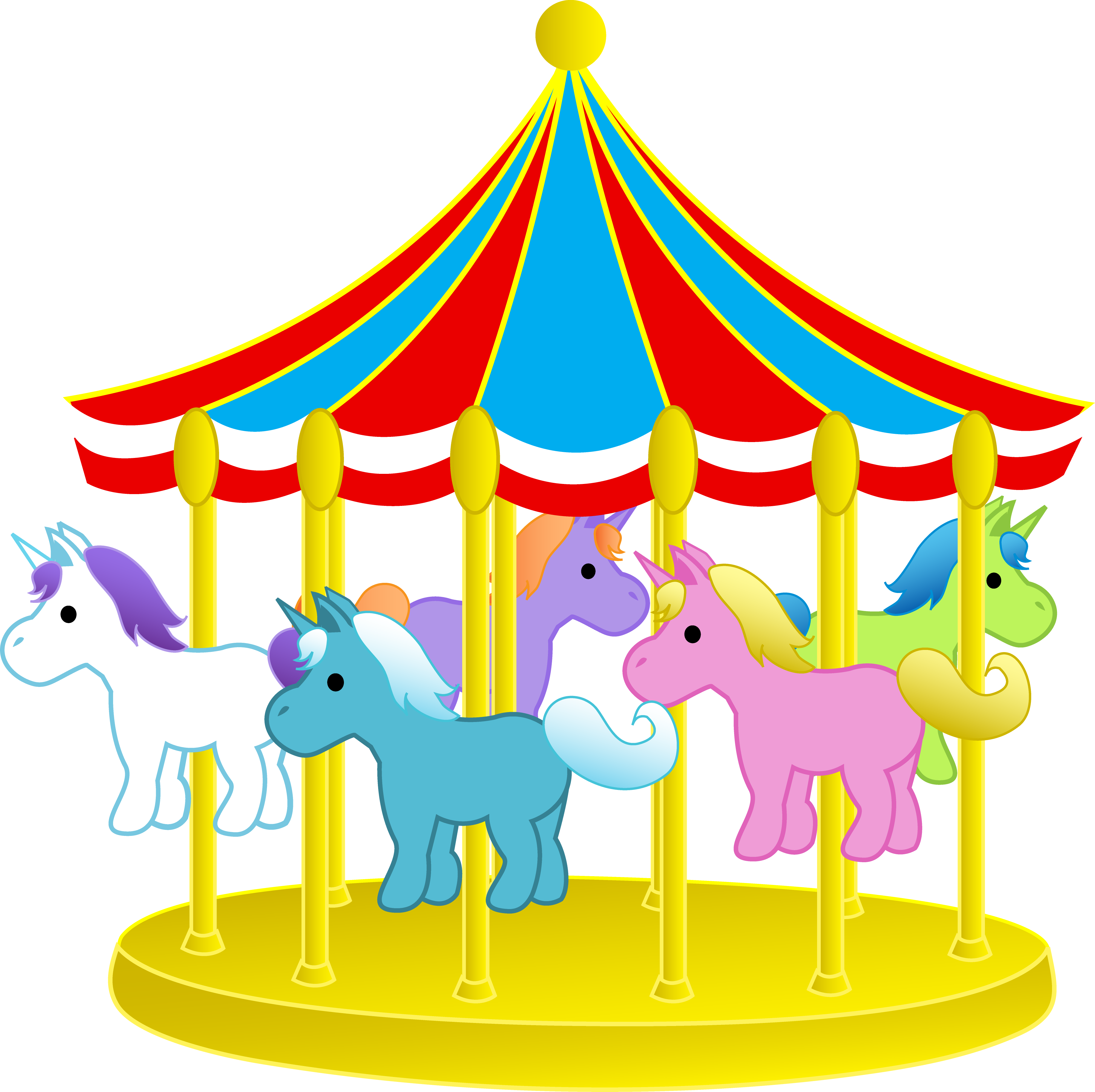 Colorful Unicorn Carousel Illustration