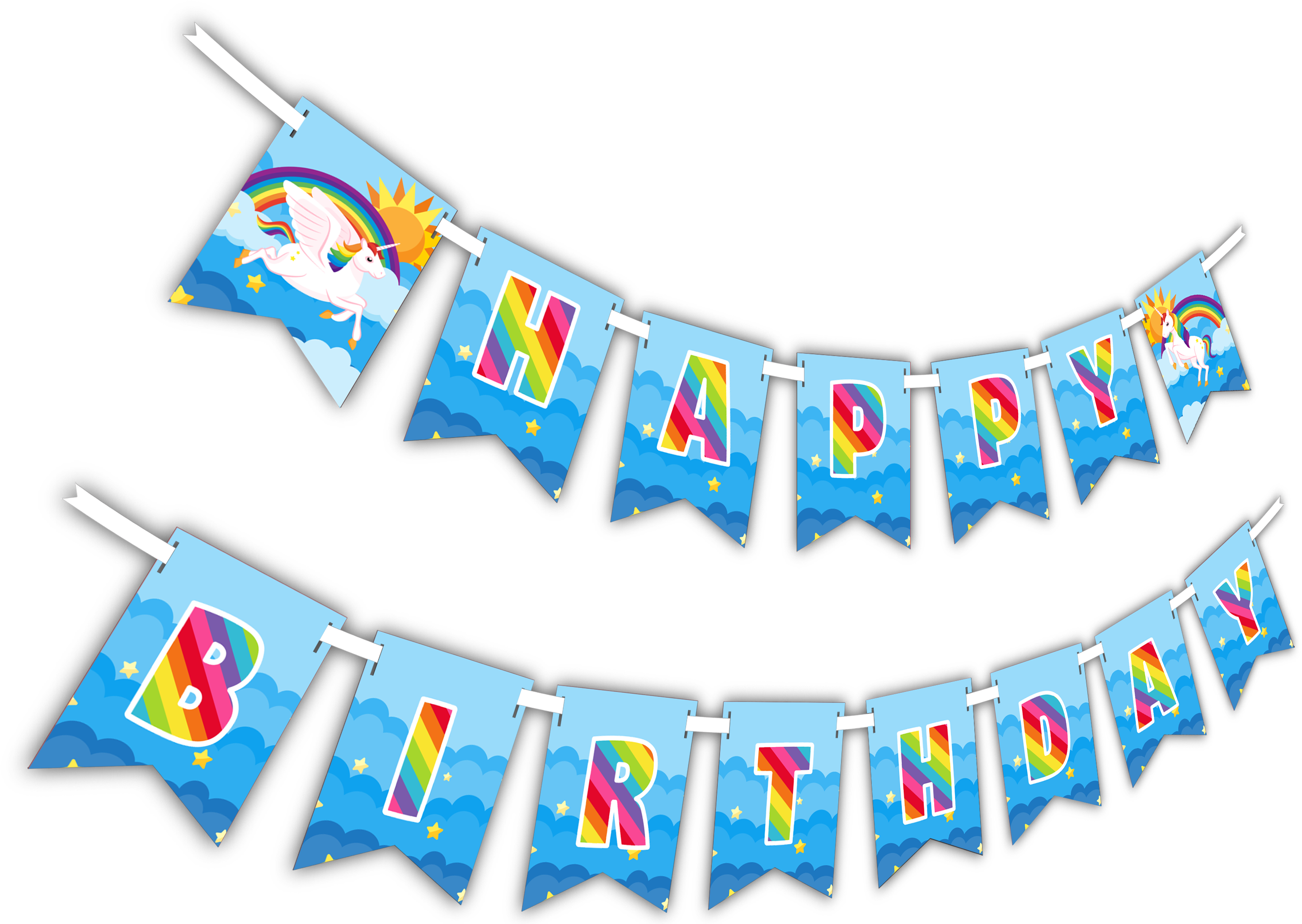 Colorful Unicorn Happy Birthday Banner