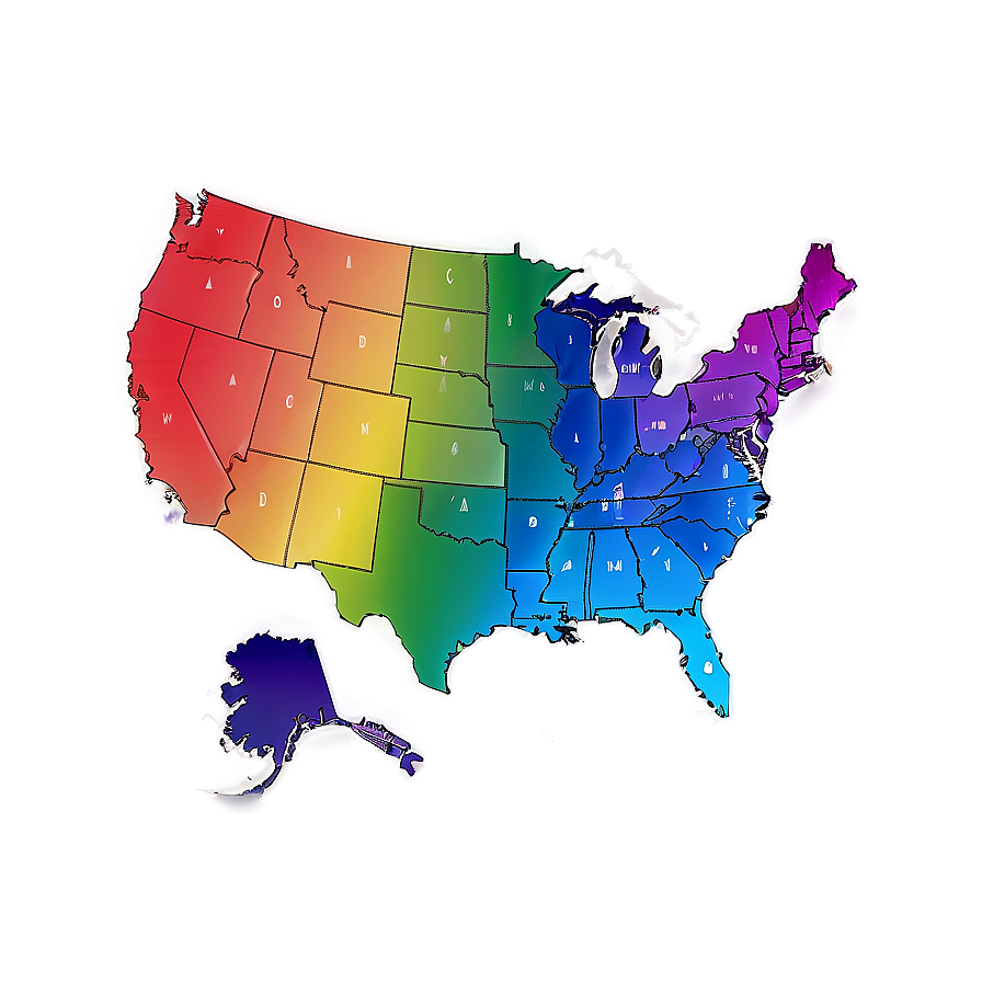 Colorful United States Map Png Hgn