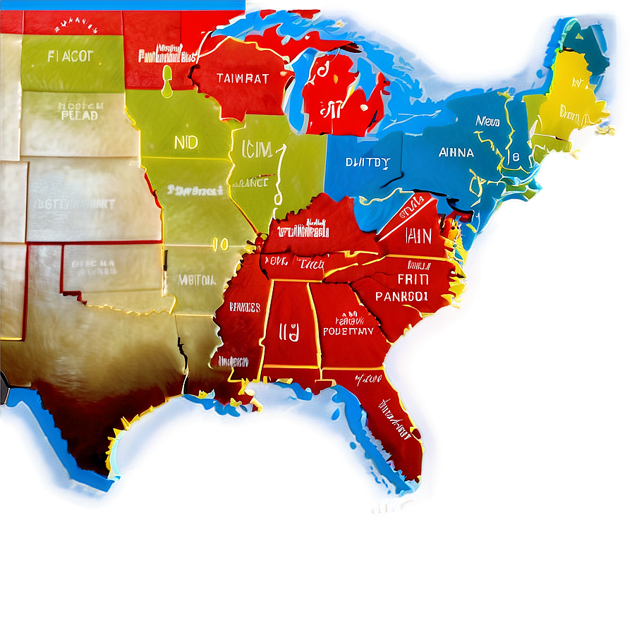 Colorful United States Map Png Thw58