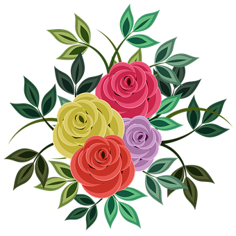 Colorful_ Vector_ Roses_ Arrangement