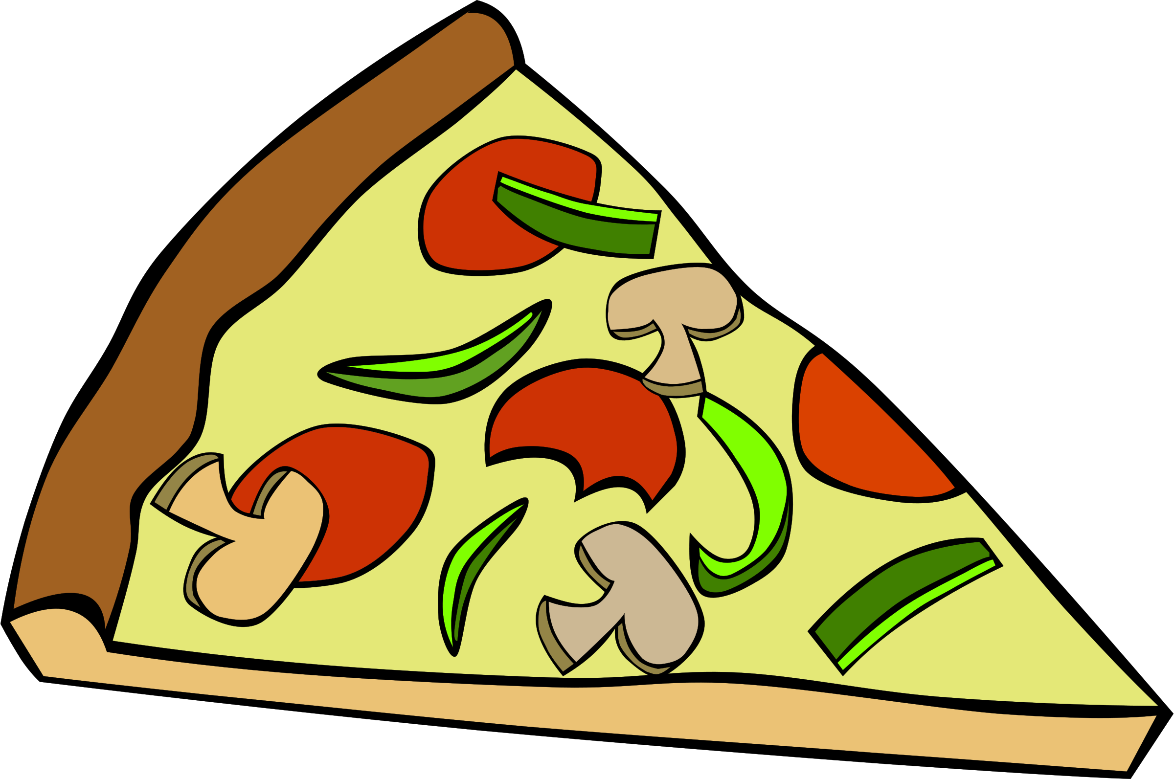 Colorful Vegetable Pizza Slice Clipart