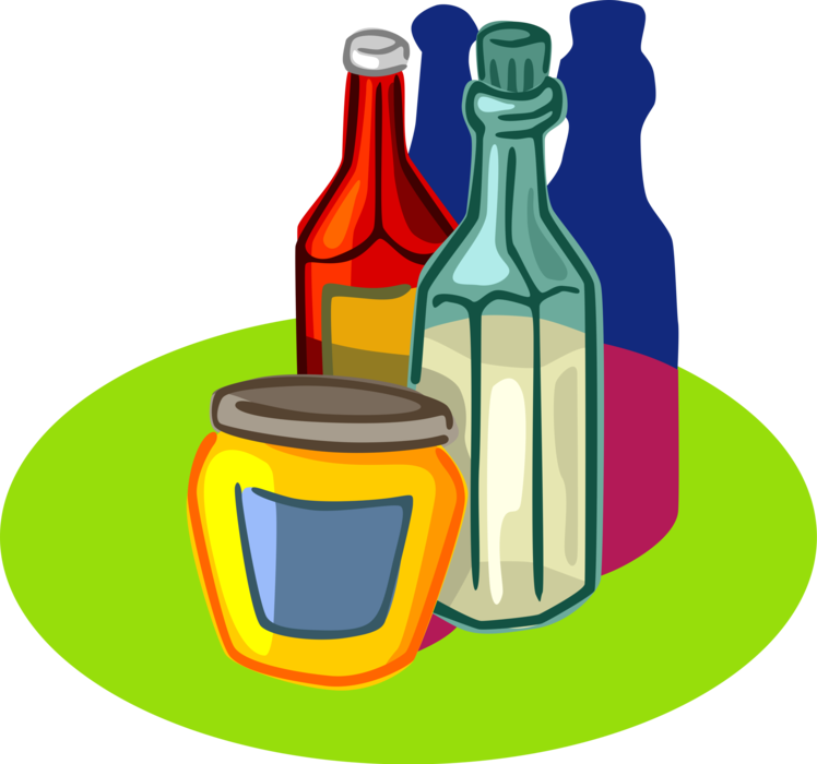 Colorful Vinegar Bottles Illustration