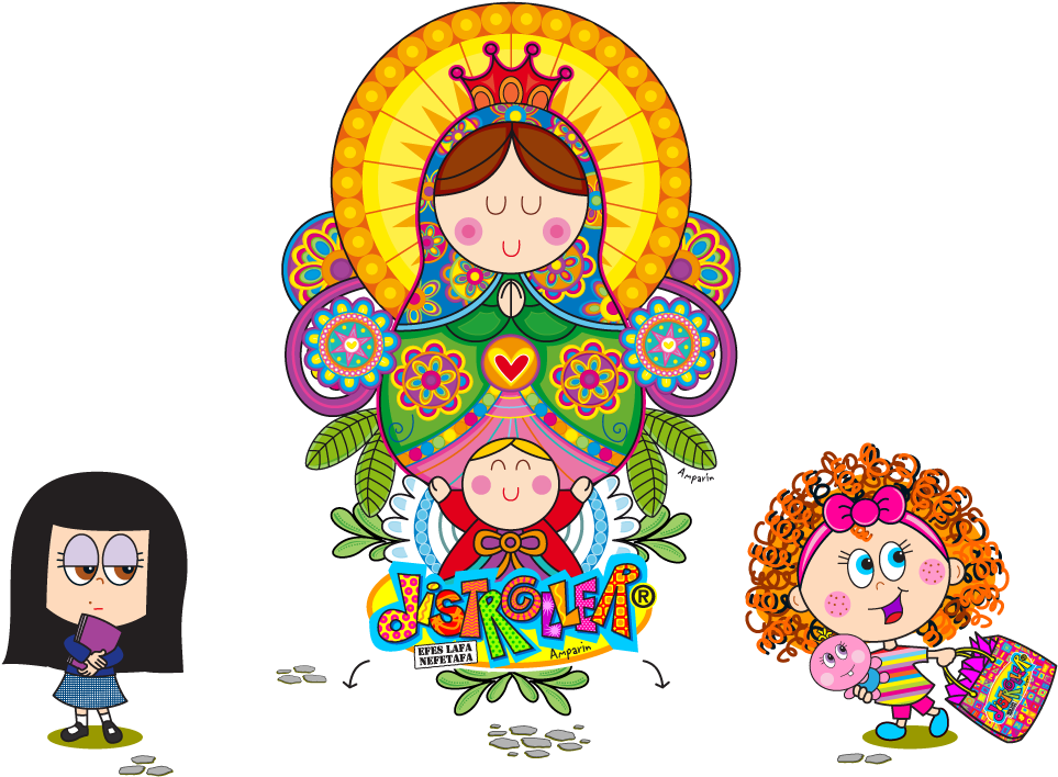 Colorful Virgin Maryand Children Cartoon