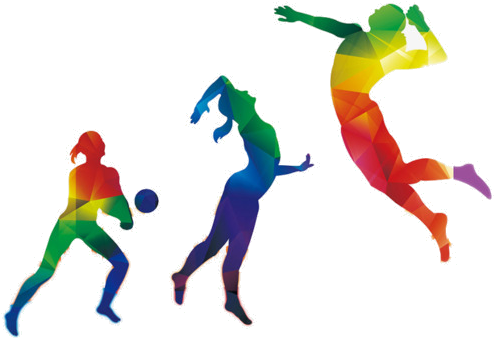 Colorful Volleyball Players Clipart