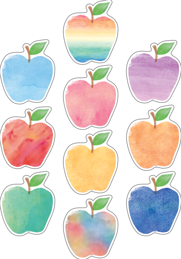 Colorful Watercolor Apple Stickers