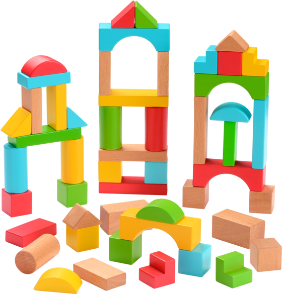 Colorful Wooden Blocks Construction Toys