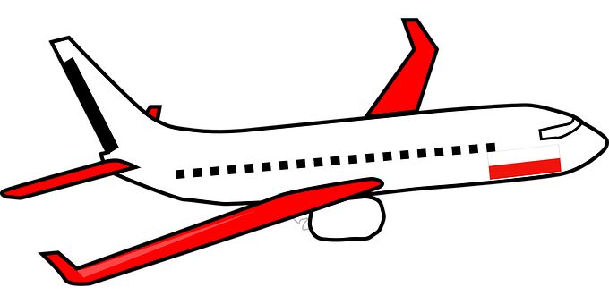 Commercial Airplane Graphic Red Accents