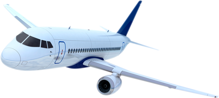 Commercial Airplane Isolatedon Transparent Background