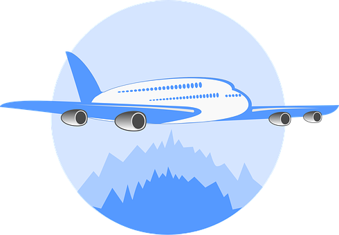 Commercial Airplane Over Mountains Vector