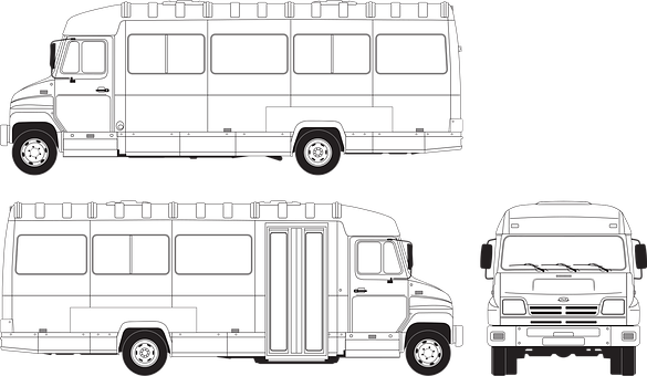 Commercial Bus Blueprints Vector