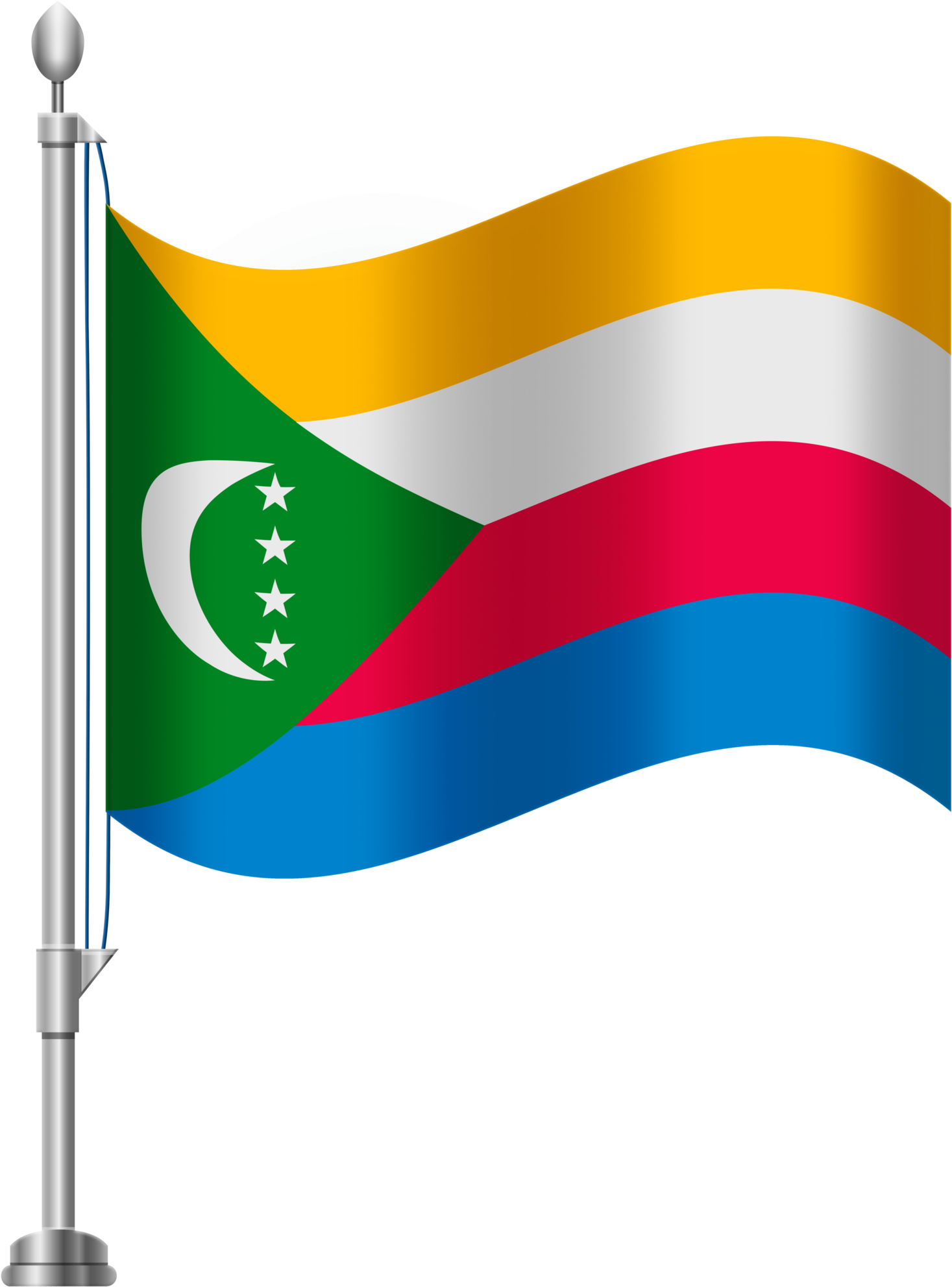 Comoros Flag Wavingon Pole