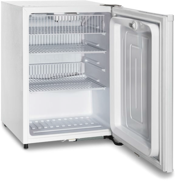 Compact White Refrigerator Open Door