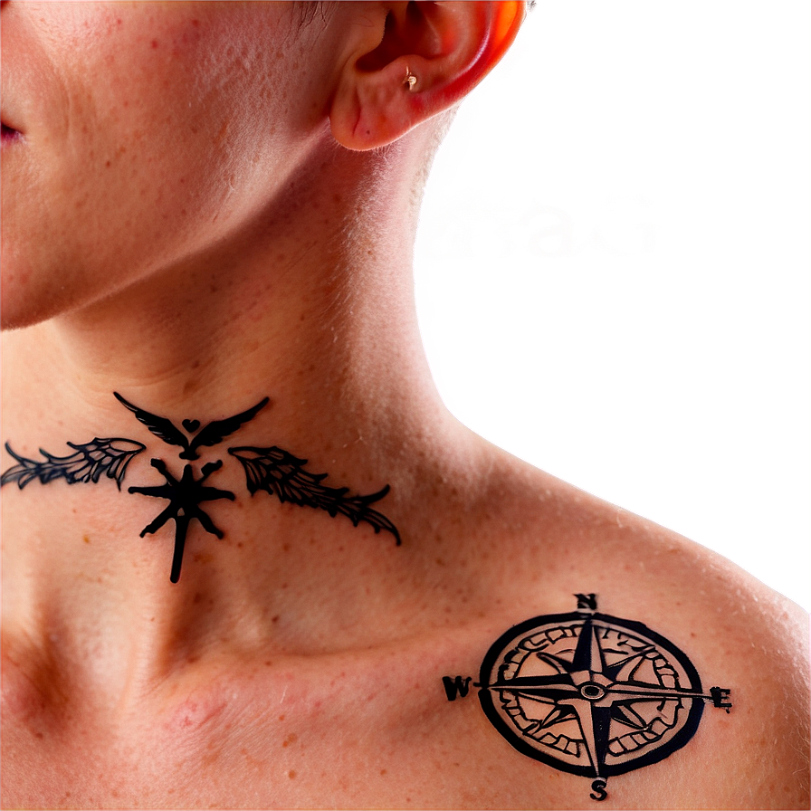 Compass Neck Tattoo Displays Png 06122024