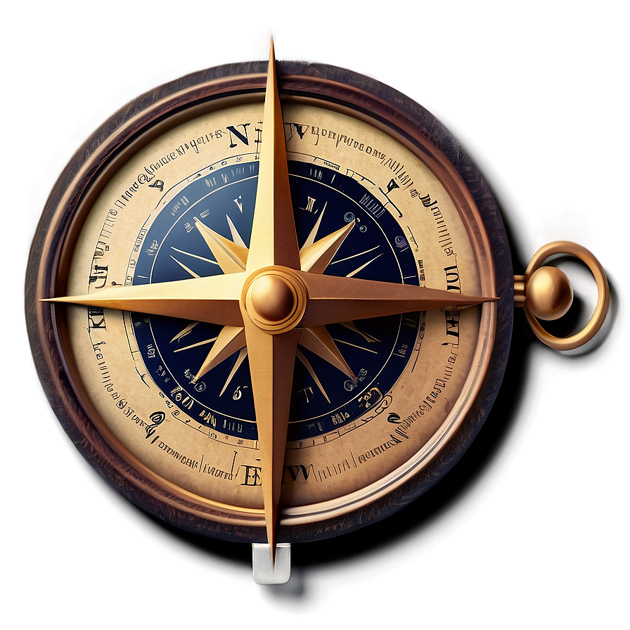 Compass On Vintage Paper Png 05042024