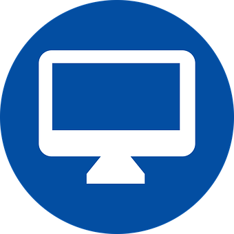 Computer Monitor Icon Blue Background