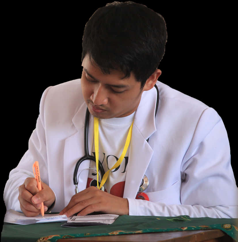 Concentrated Doctor Writing Notes