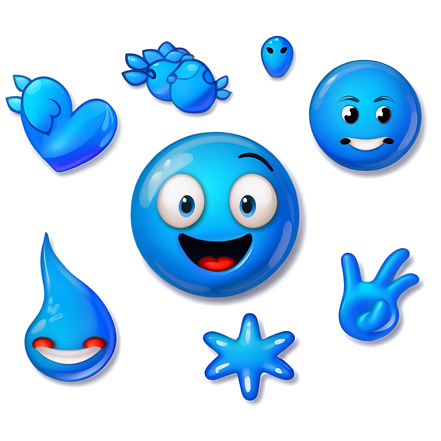 Conceptual Blue Emojis Png Pack 7