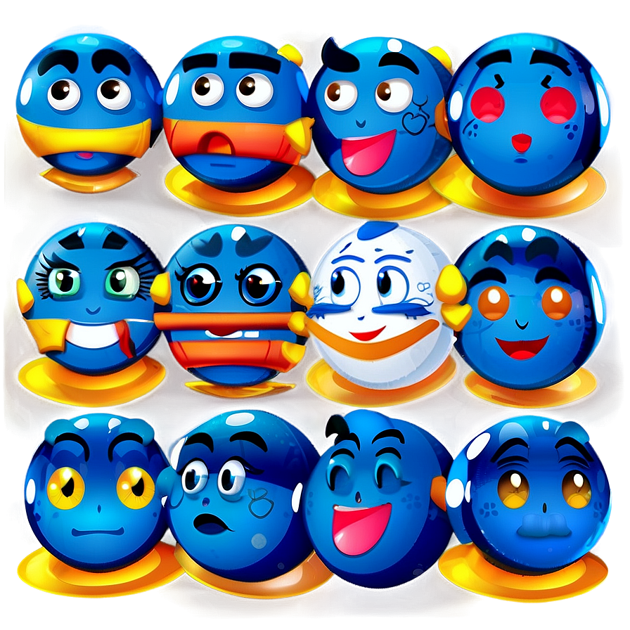 Conceptual Blue Emojis Png Pack Gcw